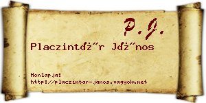Placzintár János névjegykártya
